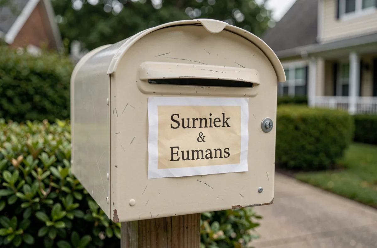 Boîte aux lettres individuelle avec étiquette imprimée pour deux colocataires visible à l'avant