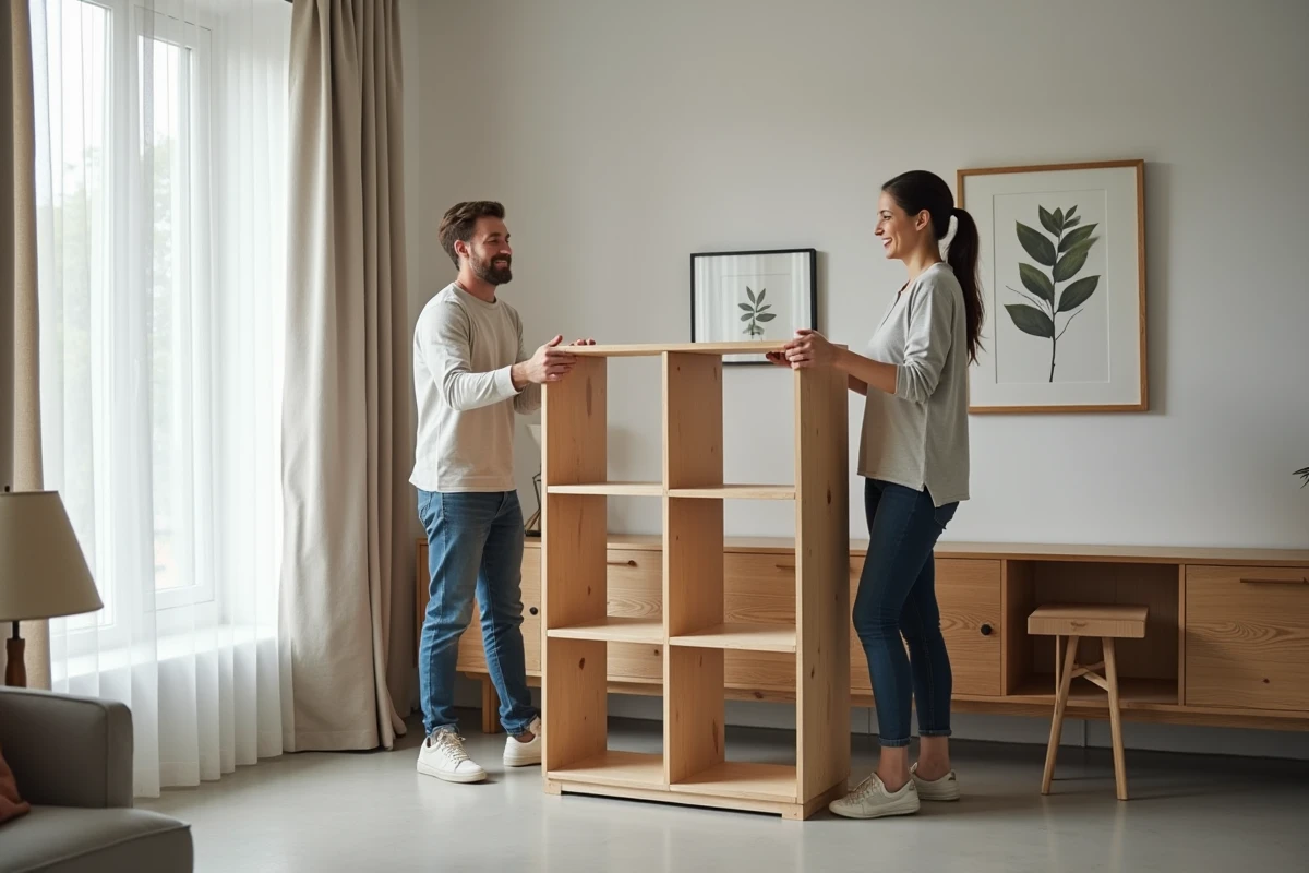 Couple réaménageant le mobilier scandinave pour redonner vie à leur espace de vie