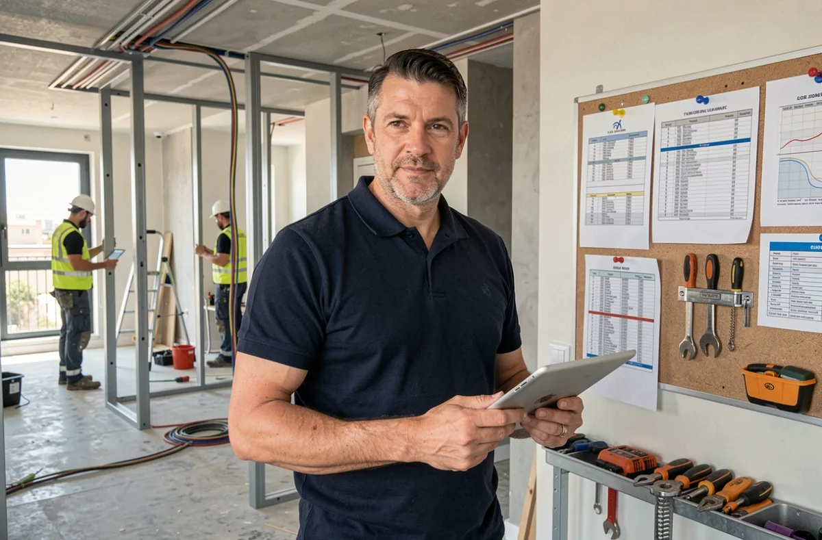 Chef de projet supervisant la coordination d'un chantier clé en main dans un appartement marseillais