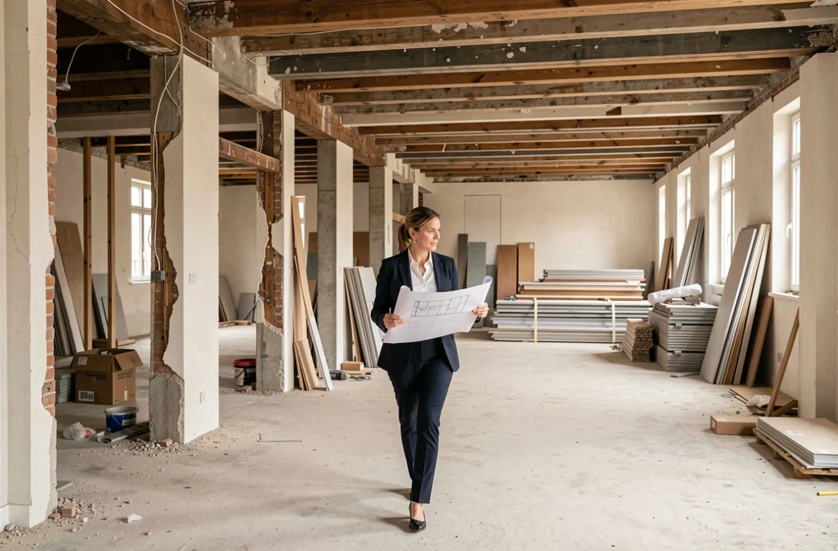 Architecte supervisant la réhabilitation lourde d'un immeuble marseillais transformé par MR Habitat Marseille